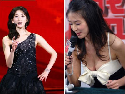 ▲CCTV 설특집 프로그램에 출연한 린즈링(왼쪽), 오른쪽은 과거 사진