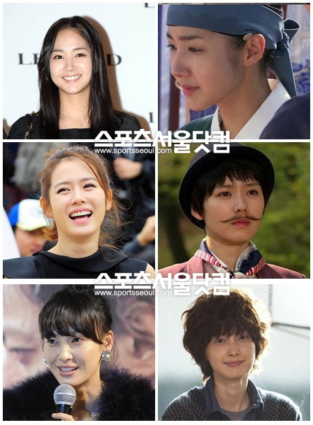 ▲미모 때문인지 남장이 빛을 발하지 못한 여스타들.(위쪽부터) 박민영,손예진, 이나영/사진=인터넷 캡쳐, 더팩트DB