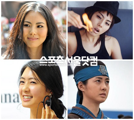 ▲남자다운 분위기를 내는데 성공한 여스타들.(위쪽부터) 박지윤, 이요원/사진=인터넷 캡쳐, 더팩트DB