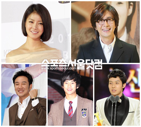 ▲ 이번주의 맑음스타들.(좌측 상단부터 시계방향으로) 이시영, 배용준, 허경환, 김수현, 엄태웅/사진=더팩트DB