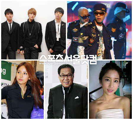 ▲이번주의 흐림 스타들.(좌측 상단부터 시계방향으로)JYJ, 크라운제이, 김주리, 조영남, 이효리/사진=더팩트DB, 김주리 미니홈피