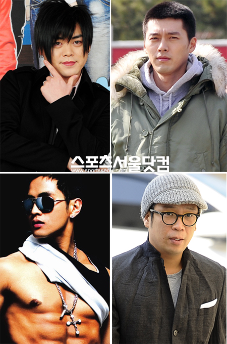 ▲군대 문제로 까방권or까임권을 받은 스타들. 좌측 상단부터 시계방향으로 문희준, 현빈, MC몽, 유승준/사진=더팩트DB
