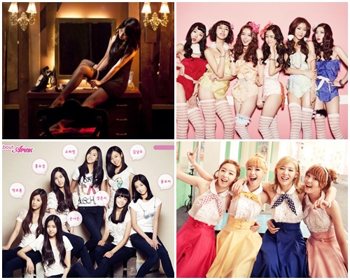 ▲ 컴백 혹은 데뷔를 앞둔 포미닛 현아, 달샤벳, 시크릿, 에이핑크(왼쪽 상단부터 시계방향)/사진=각 소속사 제공
