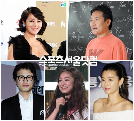 ▲ 이주의흐림 스타들. 왼쪽 위부터 시계방향으로 김혜수, 양원경, 전지현,권리세, 송새벽./사진=더팩트DB, 화면캡쳐