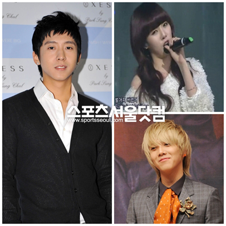 ▲ 가사를 잊어 당황하며 얼버무린 가수들. 왼쪽부터 시계 방향으로 브라이언, 포미닛 현아, FT Island 이홍기./사진=더팩트DB, 화면 캡처