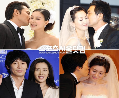 ▲2세의 공개를 부담스러워 하는 스타도 있다. 왼쪽 위부터 시계 방향으로장동건-고소영, 김남주-김승우, 유재석-나경은, 설경구-송윤아/사진=더팩트DB