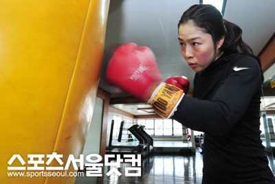 ▲ 끊임 없는 노력파로 널리 알려진 김주희의 훈련 모습