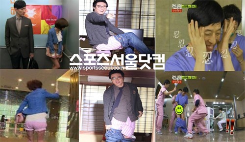 ▲방송 중 속옷 노출로 화제를 모은 스타들. 왼쪽부터 장나라, 박신양, 유재석/사진=캡처