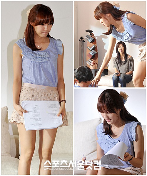 ▲영화 기생령 리허설에 열중하고 있는 효민. /문병희 기자