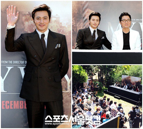 ▲ 15일(현지시간) 칸에서 열린 영화 마이웨이 제작보고회에 참석한 장동건 /노시훈 기자