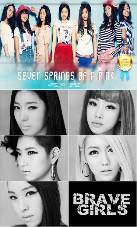 ▲흥미로운 그룹명 의미를 지닌 걸그룹 에이핑크(위)와 브레이브 걸스/사진제공=에이큐브, 룬컴