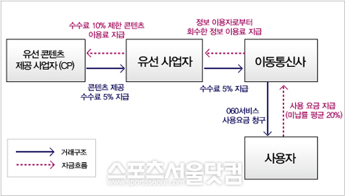 ▲ CP-유선사업자-이통사-정보이용자 관계도/그래픽=손해리 기자