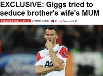 ▲내연녀의 엄마에게도 추파를 던진 긱스 관련 현지 보도<출처 - 영국 미러>