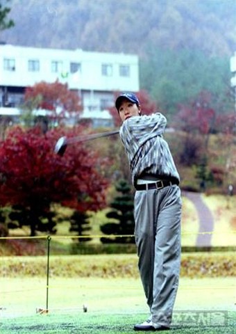 ▲전이경은 은퇴 후 골프에 도전하기도 했다
