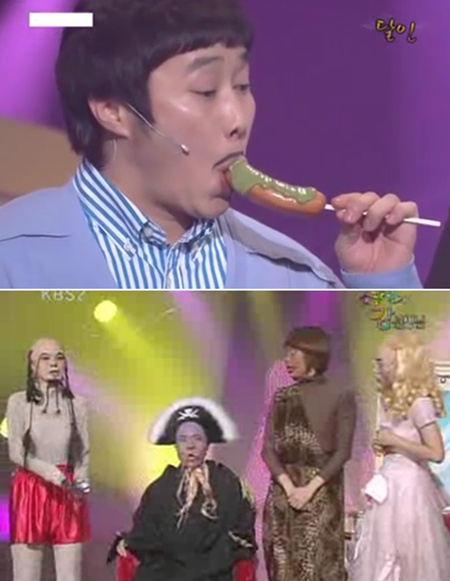 ▲ KBS 2TV 개그콘서트에서 많은 사랑을 받은 캐릭터들. 달인 김병만(위)과분장실의 강선생님 /사진= KBS 2TV 개그콘서트 영상 캡처