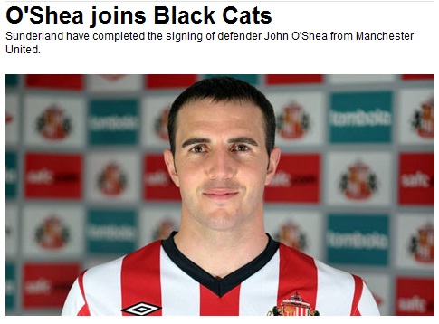 ▲ 맨유를 떠나 선덜랜드행을 확정한 존 오셔 <출처 - 선덜랜드 홈페이지>