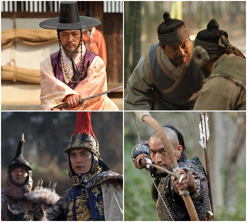 ▲ 영화 최종병기: 활에서 눈에 띄는 연기로 명품 조연역할을 한 배우 이경영, 이한위, 오타니 료헤이, 박기웅(왼쪽부터 시계방향)/ 롯데 엔터테인먼트 제공