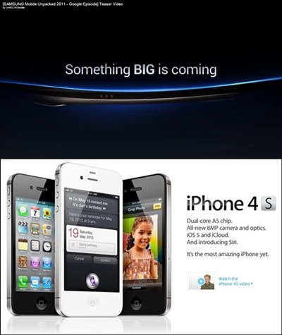 ▲ 삼성-구글 레퍼런스폰 갤럭시 넥서스(위)와 애플 아이폰4S