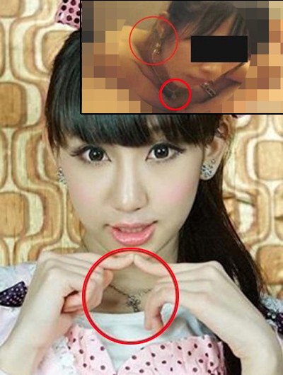 ▲진관희와 사지혜의 관계를 담았다는 동영상(위). 영상 속 여성의 목걸이가사지혜의 일반사진 속 그것과 일치한다는 주장이 일고 있다.