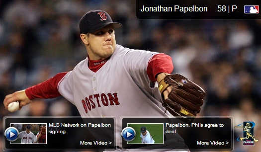▲ 7년 동안 몸 담았던 보스턴 레드삭스를 떠나 필라델피아 필리스로 이적한 조나단 파벨본 <출처 - Mlb.com>