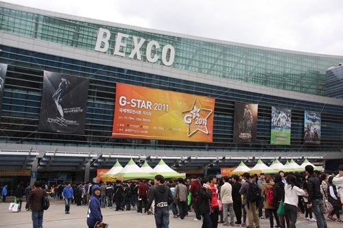▲ 10일 개막한 부산 벡스코 지스타 2011 행사 현장