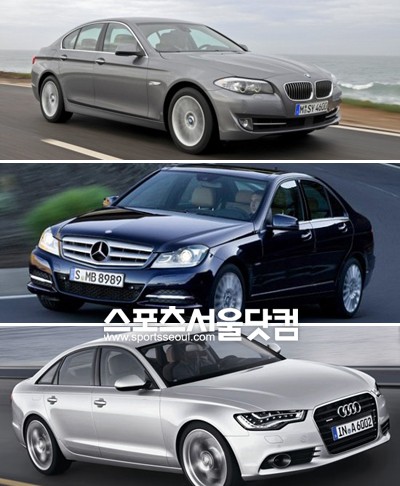▲ BMW 528i, 벤츠 C220, 아우디 A6 (위부터)