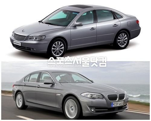▲ 현대자동차 그랜저 TG(위), BMW 528i
