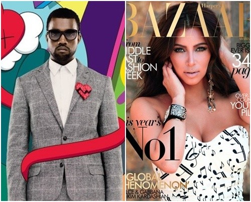 ▲ 지난 2010년 서로의 애인을 두고도 만남을 가진 것으로 알려진 카니예 웨스트(왼쪽)와 킴 카다시안./앨범 자켓, 하퍼스 바자