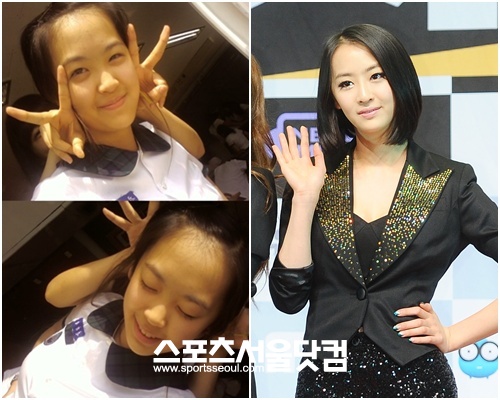 ▲ 씨스타 다솜(오른쪽)의 중학교 시절 사진이 공개됐다./온라인 게시판, 더팩트DB