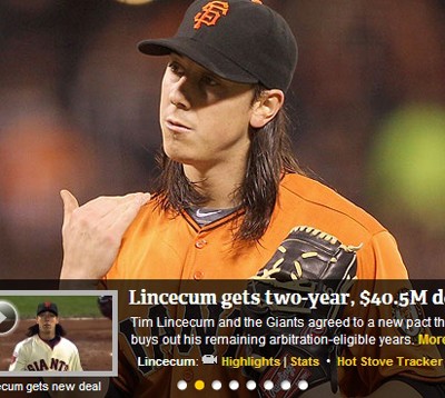 ▲샌프란시스코 자이언츠의 특급 에이스 린스컴 / 사진 MLB닷컴 캡처