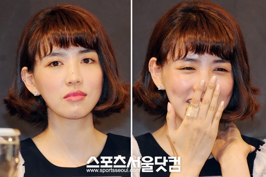 ▲긴장된 표정으로 기자회견에 참석 중인 배우 조이진. /노시훈 기자