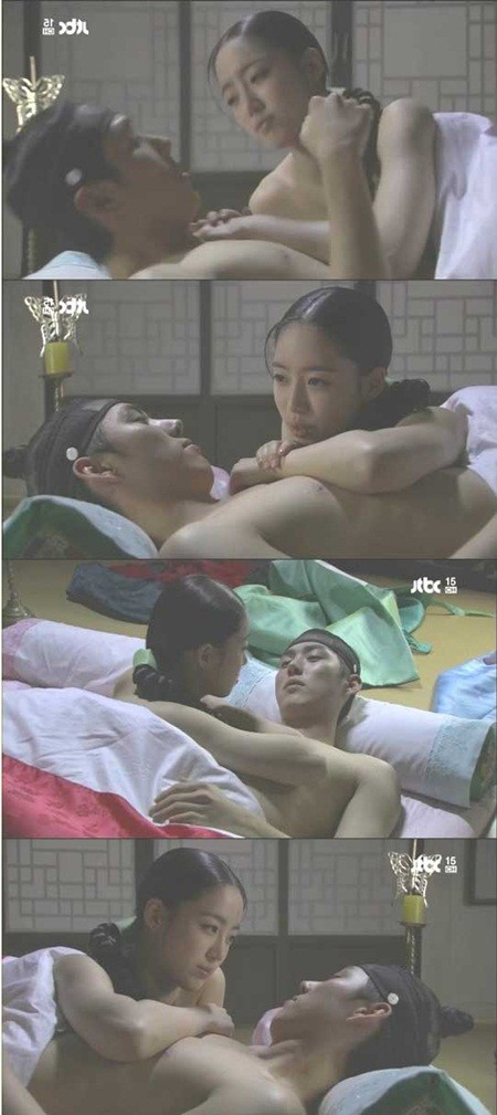 ▲JTBC 인수대비 함은정과 백성현의 베드신 장면이 뒤늦게 화제가 되고 있다./JTBC 인수대비 방송화면