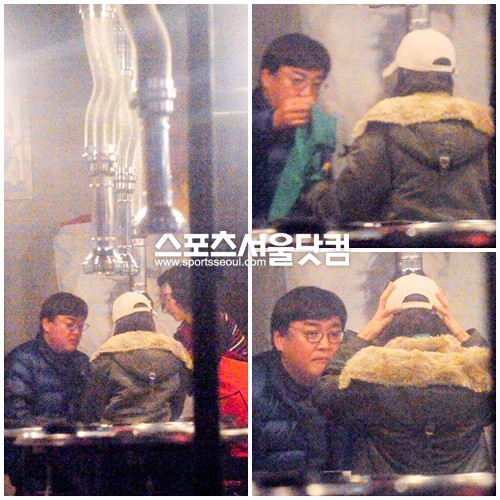 ▲ 강남의 고깃집에서 오붓하게 식사 중인 정태원 대표(왼쪽)과 수애./배정한 기자