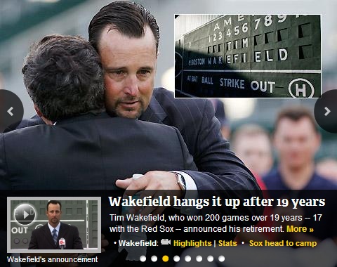 ▲19년 동안 땀을 흘렸던 미국 프로야구 메이저리그 무대를 떠나는 팀 웨이크필드/ MLB.com