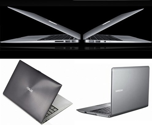 ▲ 애플 맥북에어, 삼성전자 울트라북 SENS NT530U4B-S5H, 아수스 울트라북 젠북  X31E-RY009V(시계방향으로).