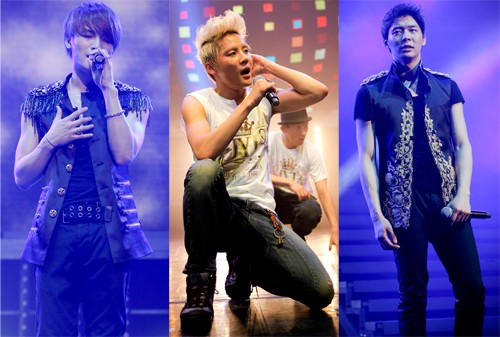 ▲3인3색 솔로 무대를 펼친 JYJ 김재중, 김준수, 박유천(왼쪽에서부터). /씨제스 제공