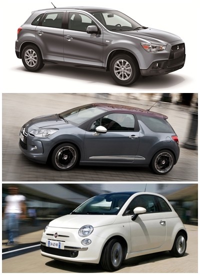 ▲ 미쓰비시자동차 RVR, 시트로엥 DS3, 피아트 500