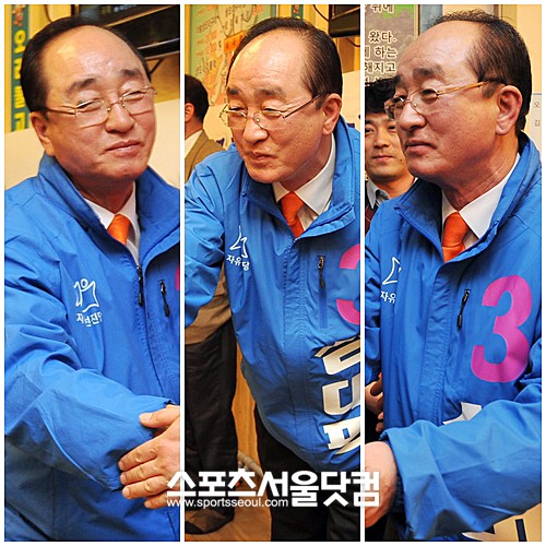 ▲ 자유선진당 심대평 후보는 이회창 전 총재와의 갈등 등으로 인해 주변 상황이 좋지 않았다. 그의 표정이 현 상황을 말해주고 있다. / 문병희 기자