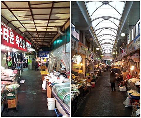 ▲ 한산한 서울 성북구의 길음시장(왼쪽)과 돈암제일시장.