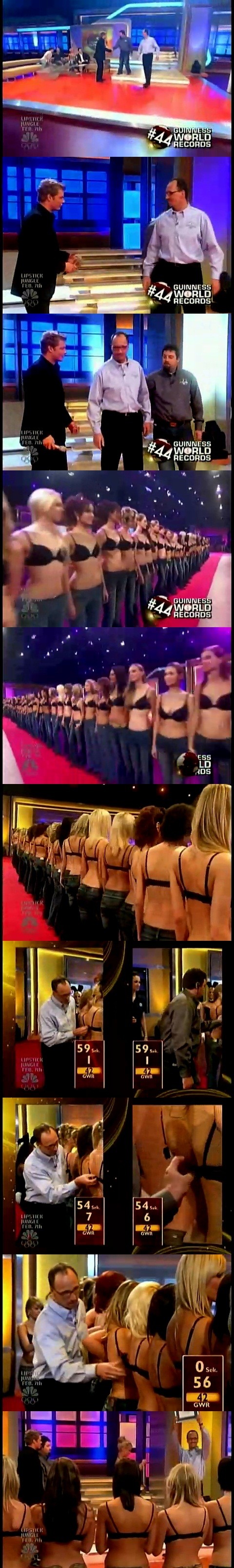 ▲ 기네스 베스트 영상 중 하나인 1분안에 많은 브래지어 후크 풀기가 재화제가 되고 있다./유튜브 영상 캡처