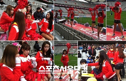 ▲ 경기 전 이벤트에 나선 V걸스. / 박소연 인턴기자