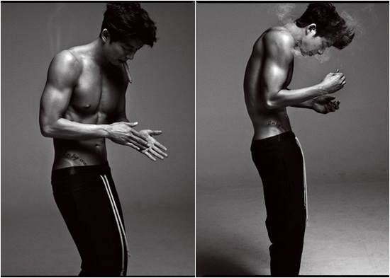 ▲ 배우 공유가 탄탄한 근육질의 상반신을 공개했다./ 홍장현 트위터