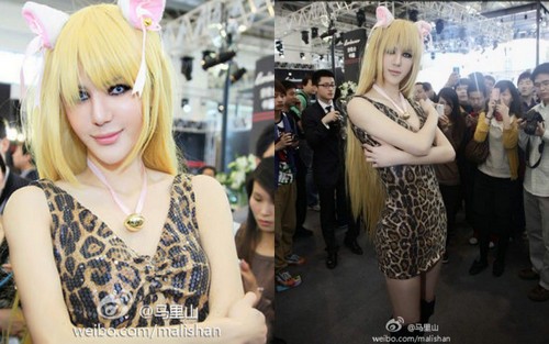 ▲베이징 국제 모터쇼에 등장한 코스튬플레이어 마리산./마리산 웨이포 캡처