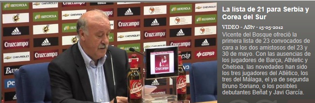 31일 한국전을 앞두고 21인의 선수 명단을 발표한 스페인 축구대표팀 비센테 델 보스케 감독. / AS 캡처