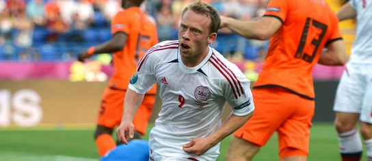 네덜란드전서 전반 24분 결승골을 뽑아내며 덴마크의 승리를 이끈 크론 델리. / 스카이 스포츠 캡처