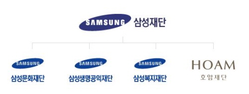 삼성이 문화재단, 생명공익재단, 복지재단, 호암재단을 운영하고 있다.