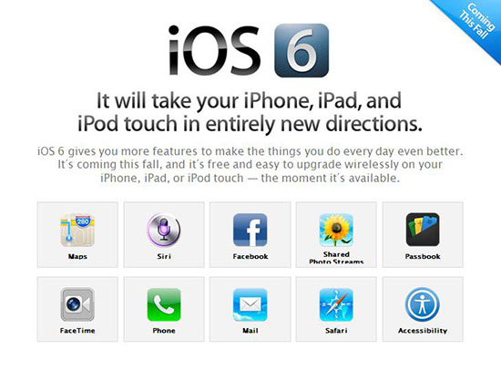 11일 애플이 최신 모바일 운영체제 iOS6을 공개했다.