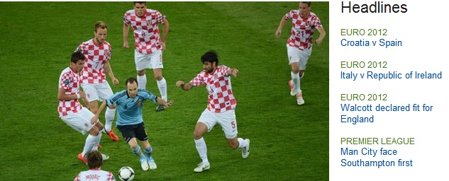 스페인의 안드레스 이니에스타가 크로아티아 수비진 사이를 돌파하고 있다. / BBC 캡처