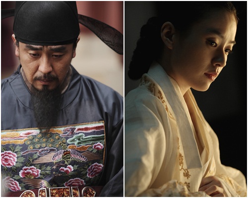 영화 광해, 왕이 된 남자에 출연하는 류승룡(왼쪽)과 한효주,