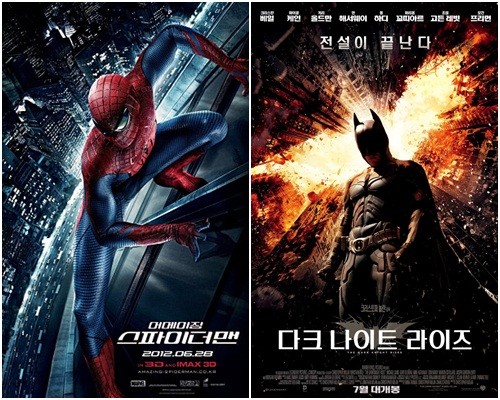 올 여름 극장가를 공략할 외화 두편 어메이징 스파이더맨(왼쪽)과 다크 나이트 라이즈.